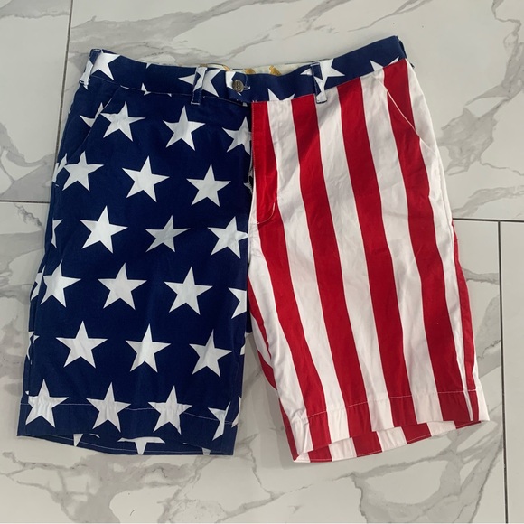 Loudmouth Other - Loud Mouth Shorts Mens 36 Red Blue Chino Patriotic Flag Casual Golf pockets